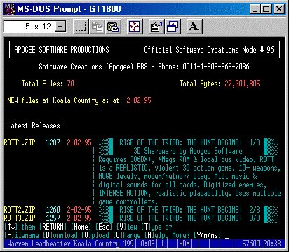 Tela do BBS Koala Country