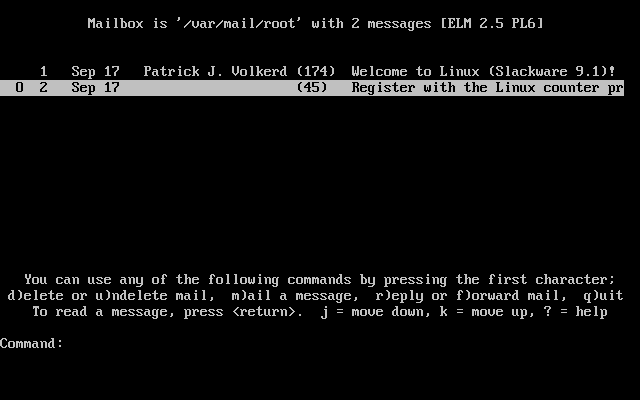 Tela do cliente de E-mail ELM