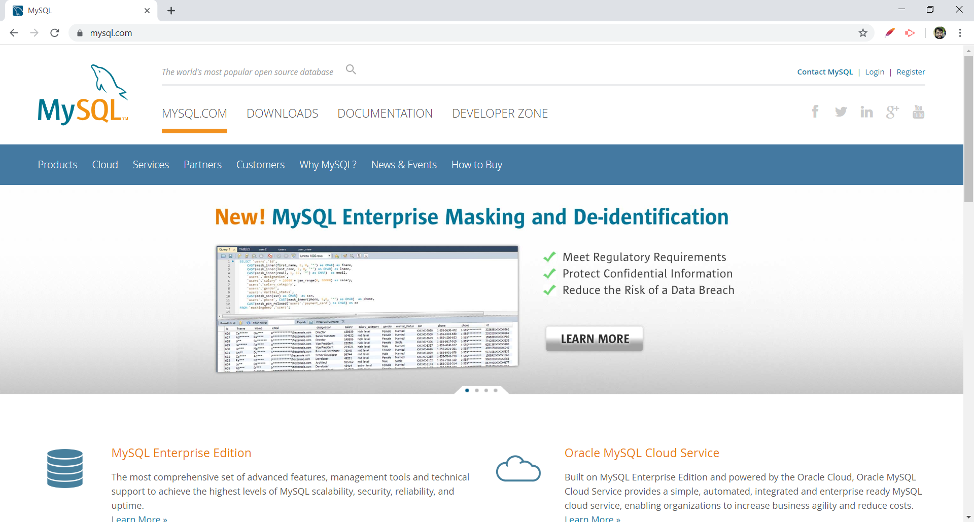 Site oficial do MySQL