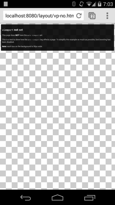 Uma página carregada em um smartphone Android que reduziu o tamanho da página para caber na tela pequena do dispositivo. O texto da página ficou bem pequeno por causa da redução.