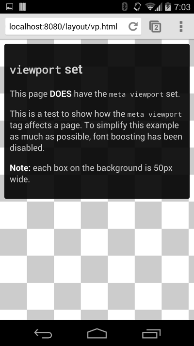 Uma página carregada em um smartphone Android com o tamanho do texto normal, sem a necessidade de o usuário ampliar a tela para ler.